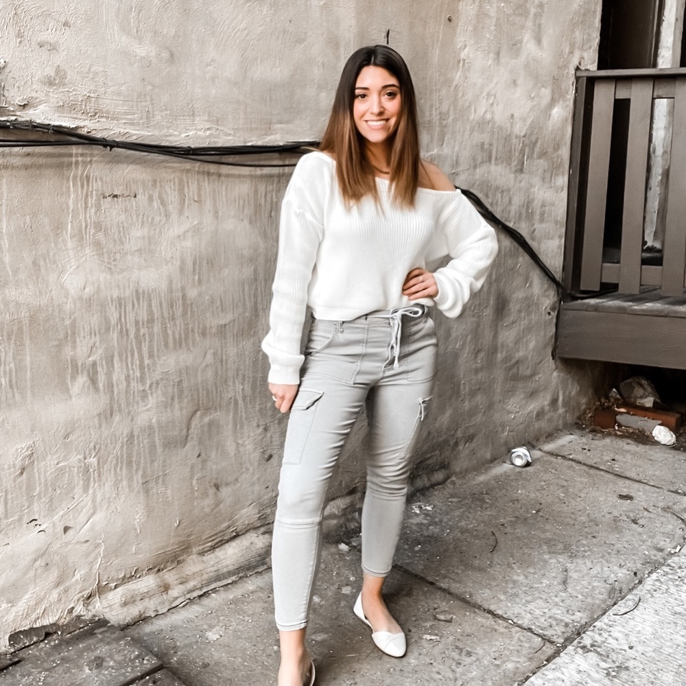 Green cargo skinny pants